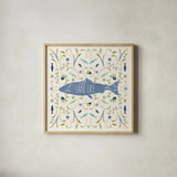 Otomi Lake V by Veronique Charron. Shown in a natural wood glass frame for a timeless modern aesthetic. Available as an archival giclee rolled canvas, fine art paper, or poster print. SKU 46441a.