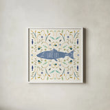 Otomi Lake V by Veronique Charron. Shown in a crisp white glass frame for a clean and minimalist style. Available as an archival giclee rolled canvas, fine art paper, or poster print. SKU 46441a.