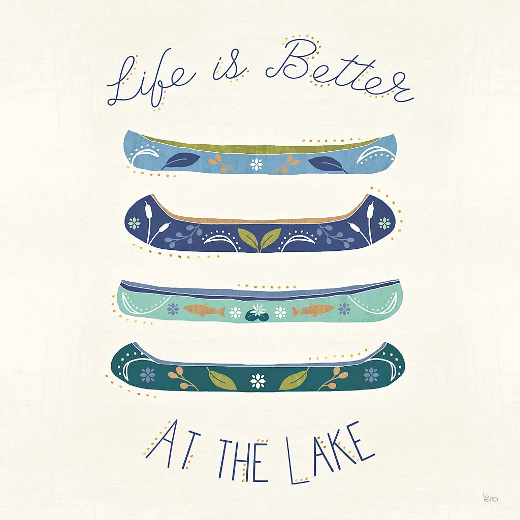 Otomi Lake VI Canoes by Veronique Charron. SKU 48353a. Archival Giclee Fine art print for wall decor.