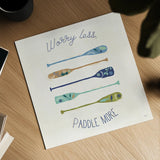 Otomi Lake VII Paddles by Veronique Charron. Shown as a detailed flat fine art print, highlighting archival giclee quality. Available as an archival giclee rolled canvas, fine art paper, or poster print. SKU 48354a.