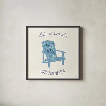 Otomi Lake VIII by Veronique Charron. Shown in a sleek black glass frame for a contemporary gallery look. Available as an archival giclee rolled canvas, fine art paper, or poster print. SKU 46444a.