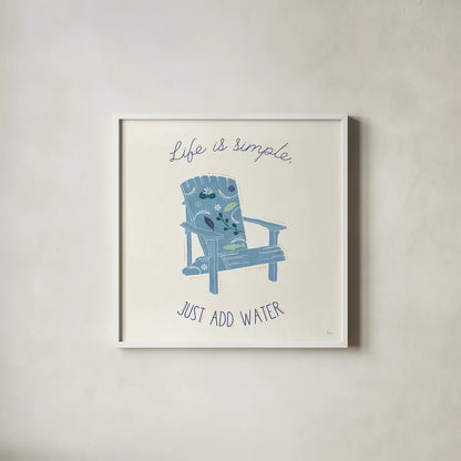 Otomi Lake VIII by Veronique Charron. Shown in a crisp white glass frame for a clean and minimalist style. Available as an archival giclee rolled canvas, fine art paper, or poster print. SKU 46444a.