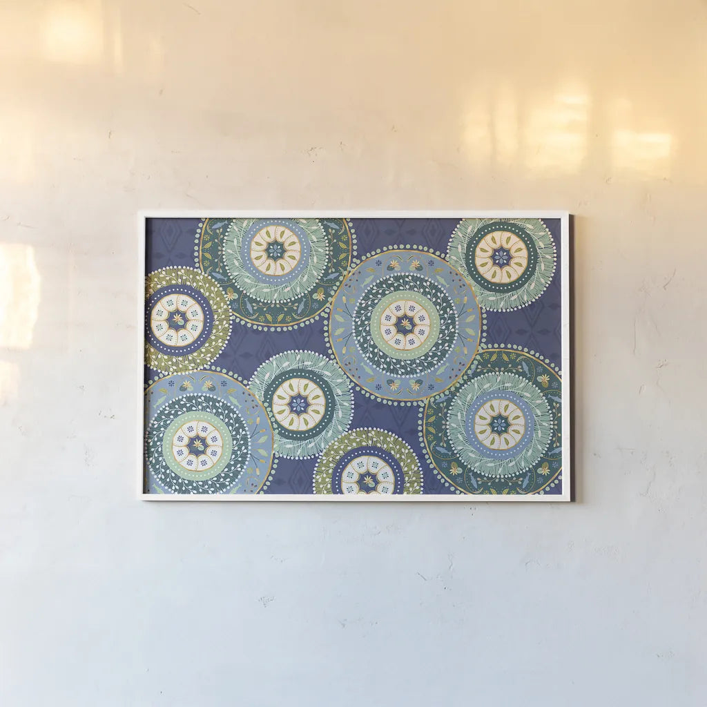 Otomi Lake XI by Veronique Charron. shown as a paper print in a white frame. Available as a archival giclee rolled canvas, fine art paper, or poster print. SKU 46447i.