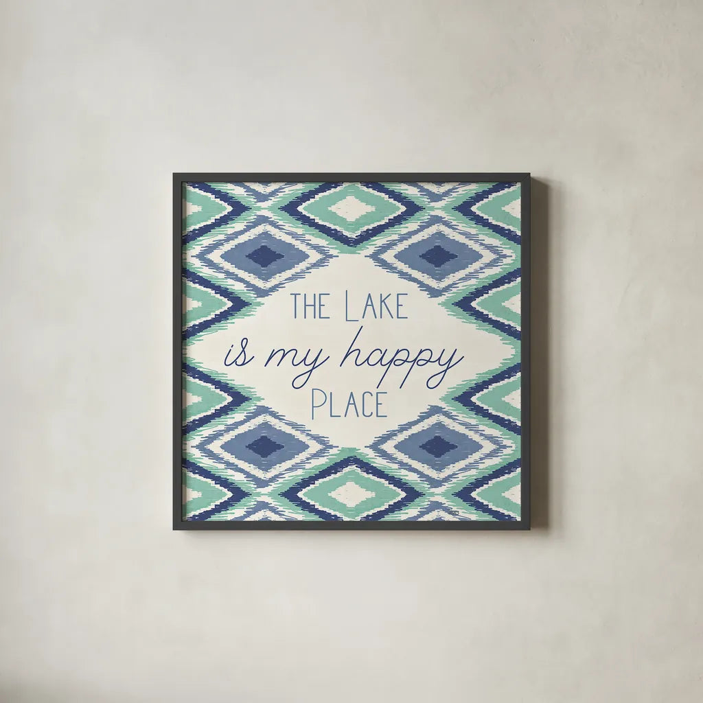 Otomi Lake XII by Veronique Charron. Shown in a sleek black glass frame for a contemporary gallery look. Available as an archival giclee rolled canvas, fine art paper, or poster print. SKU 48356a.