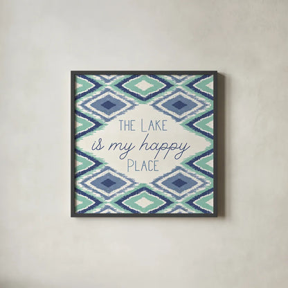 Otomi Lake XII by Veronique Charron. Shown in a sleek black glass frame for a contemporary gallery look. Available as an archival giclee rolled canvas, fine art paper, or poster print. SKU 48356a.