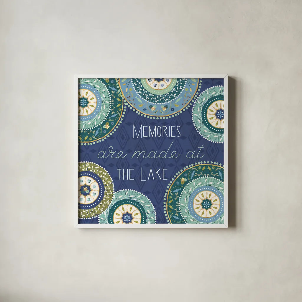 Otomi Lake XV by Veronique Charron. Shown in a crisp white glass frame for a clean and minimalist style. Available as an archival giclee rolled canvas, fine art paper, or poster print. SKU 48359a.