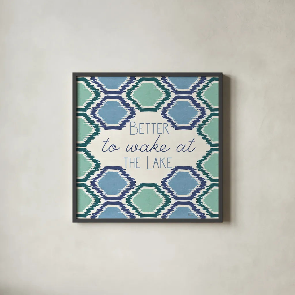 Otomi Lake XVI by Veronique Charron. Shown in a sleek black glass frame for a contemporary gallery look. Available as an archival giclee rolled canvas, fine art paper, or poster print. SKU 48360a.