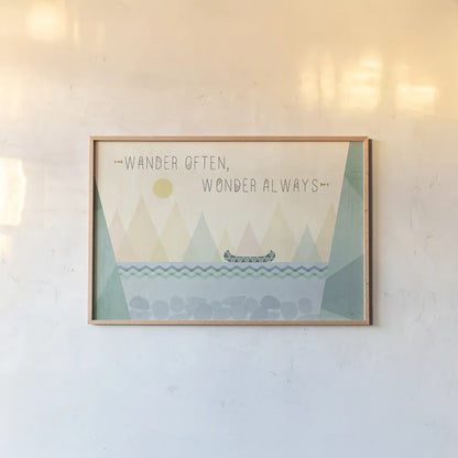 Outdoor Geo I by Veronique Charron. shown as a paper print in a natural frame. Available as a archival giclee rolled canvas, fine art paper, or poster print. SKU 36760i.