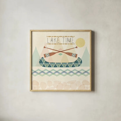 Outdoor Geo IV by Veronique Charron. Shown in a natural wood glass frame for a timeless modern aesthetic. Available as an archival giclee rolled canvas, fine art paper, or poster print. SKU 36763a.