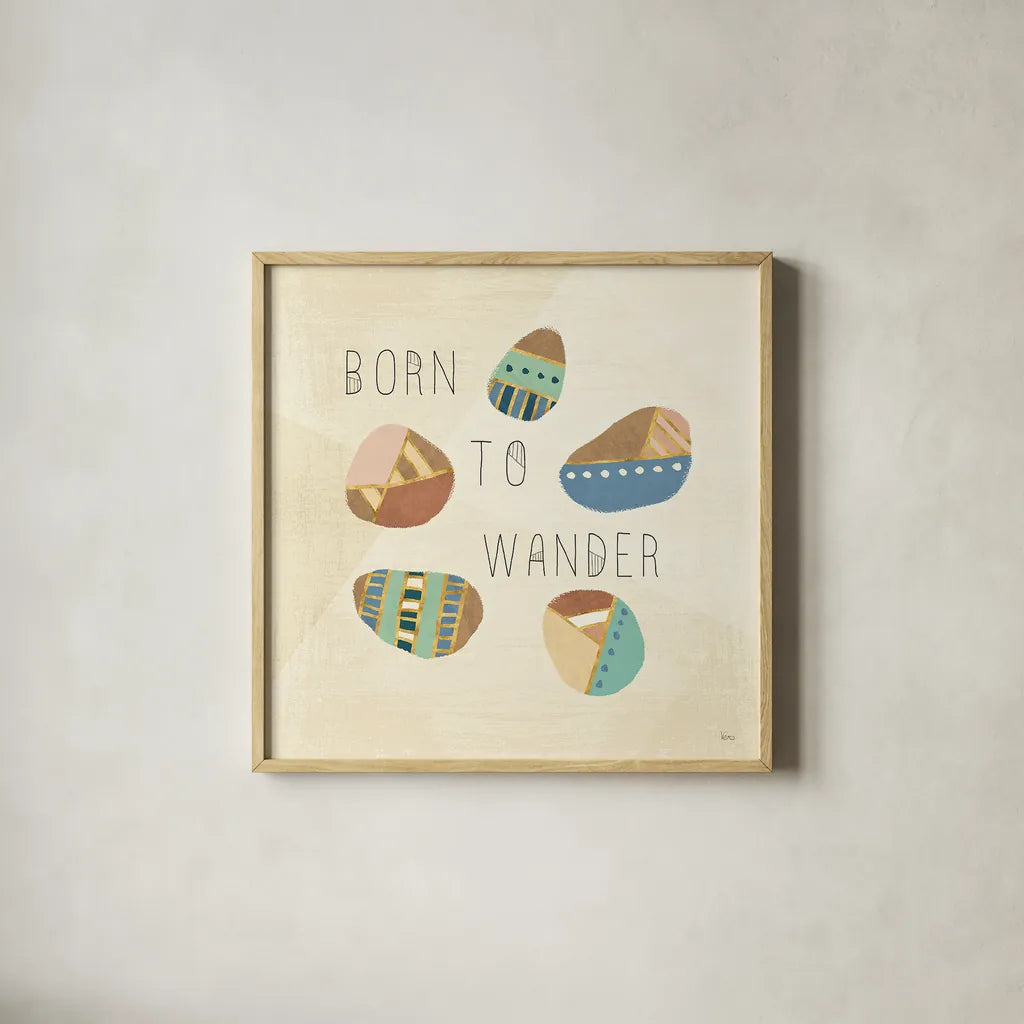 Outdoor Geo IX by Veronique Charron. Shown in a natural wood glass frame for a timeless modern aesthetic. Available as an archival giclee rolled canvas, fine art paper, or poster print. SKU 36768a.