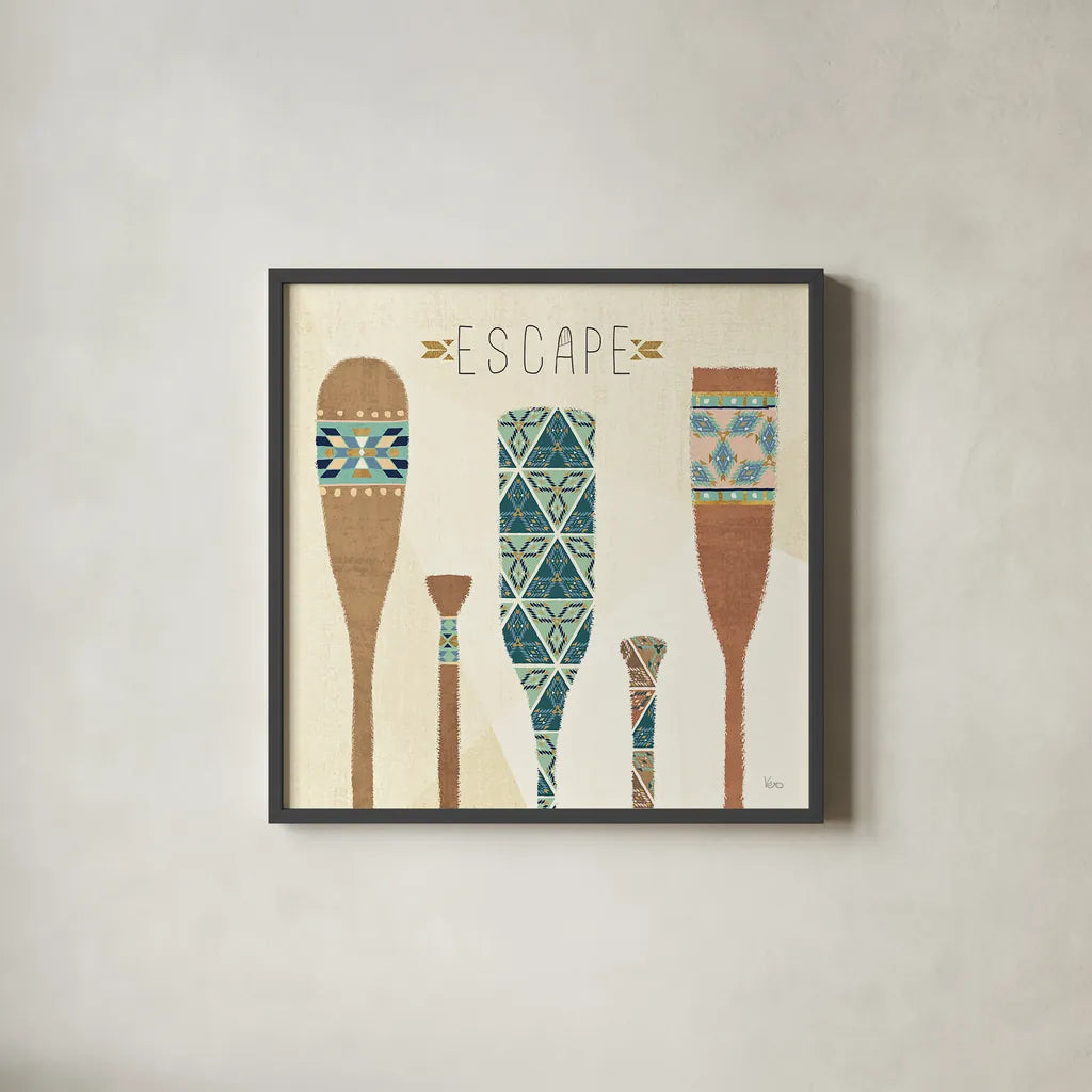 Outdoor Geo VI by Veronique Charron. Shown in a sleek black glass frame for a contemporary gallery look. Available as an archival giclee rolled canvas, fine art paper, or poster print. SKU 36765a.