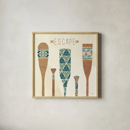 Outdoor Geo VI by Veronique Charron. Shown in a natural wood glass frame for a timeless modern aesthetic. Available as an archival giclee rolled canvas, fine art paper, or poster print. SKU 36765a.