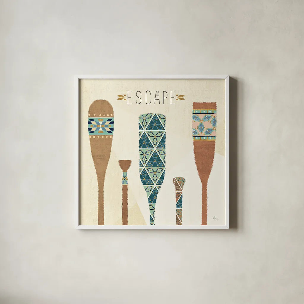 Outdoor Geo VI by Veronique Charron. Shown in a crisp white glass frame for a clean and minimalist style. Available as an archival giclee rolled canvas, fine art paper, or poster print. SKU 36765a.