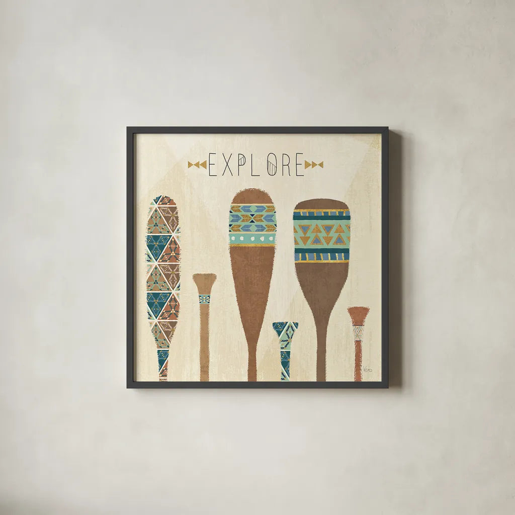 Outdoor Geo VII by Veronique Charron. Shown in a sleek black glass frame for a contemporary gallery look. Available as an archival giclee rolled canvas, fine art paper, or poster print. SKU 36766a.