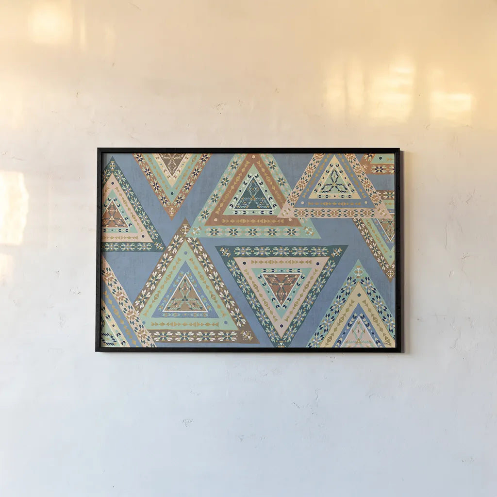 Outdoor Geo X by Veronique Charron. shown as a paper print in a black flame. Available as a archival giclee rolled canvas, fine art paper, or poster print. SKU 36769i.