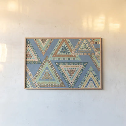 Outdoor Geo X by Veronique Charron. shown as a paper print in a natural frame. Available as a archival giclee rolled canvas, fine art paper, or poster print. SKU 36769i.