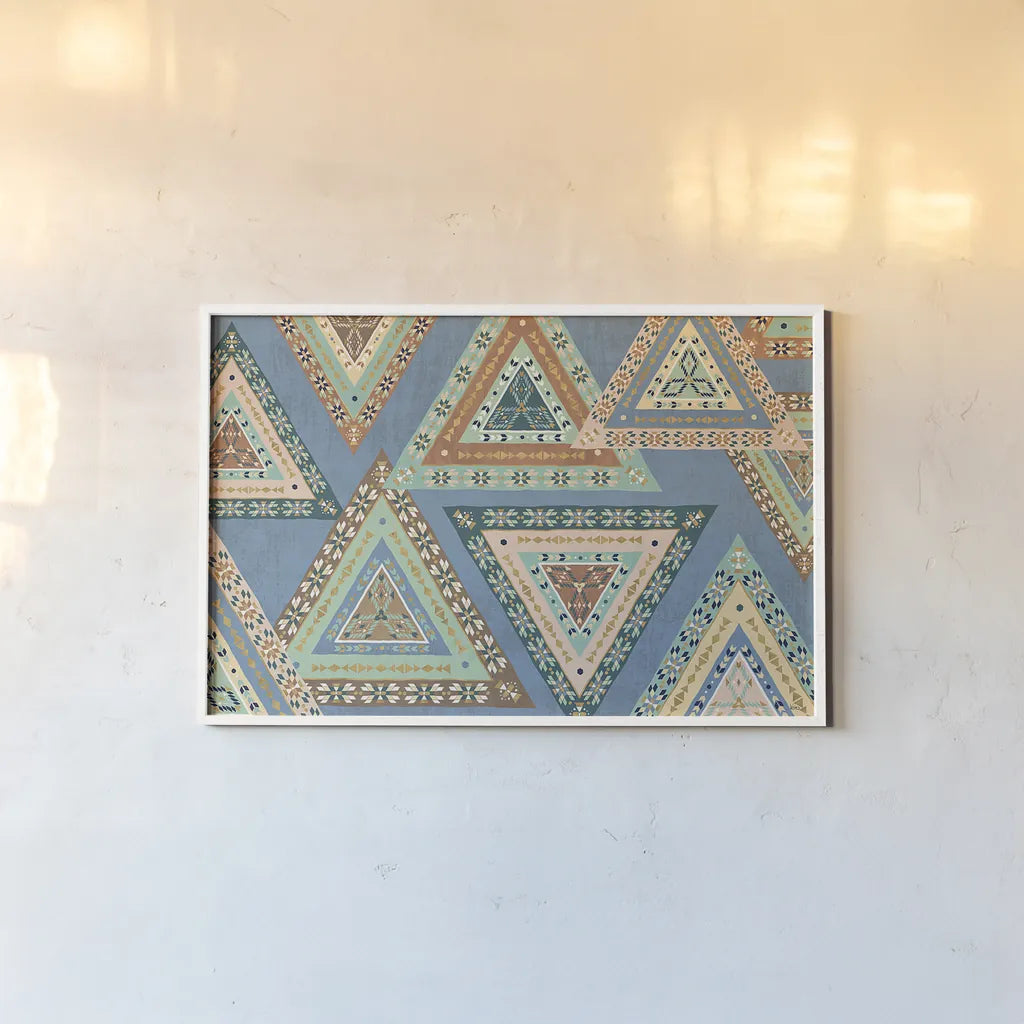 Outdoor Geo X by Veronique Charron. shown as a paper print in a white frame. Available as a archival giclee rolled canvas, fine art paper, or poster print. SKU 36769i.