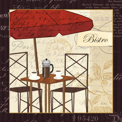 Petit Cafe II with Border by Veronique Charron. SKU 3286a. Archival Giclee Fine art print for wall decor.
