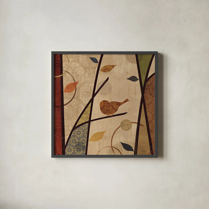 Pieces of Nature I Spice by Veronique Charron. Shown in a sleek black glass frame for a contemporary gallery look. Available as an archival giclee rolled canvas, fine art paper, or poster print. SKU 15968a.