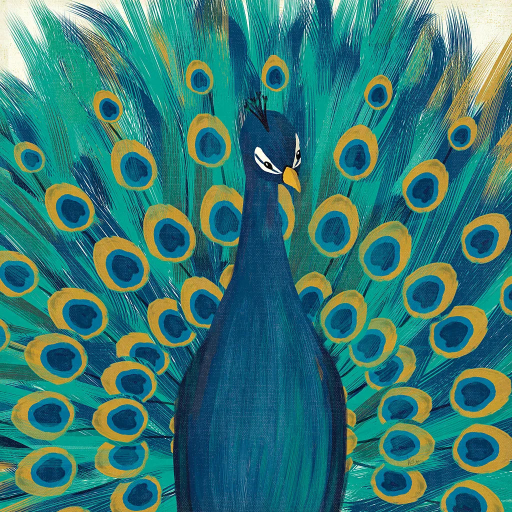 Proud as a Peacock I by Veronique Charron. SKU 14233a. Archival Giclee Fine art print for wall decor.