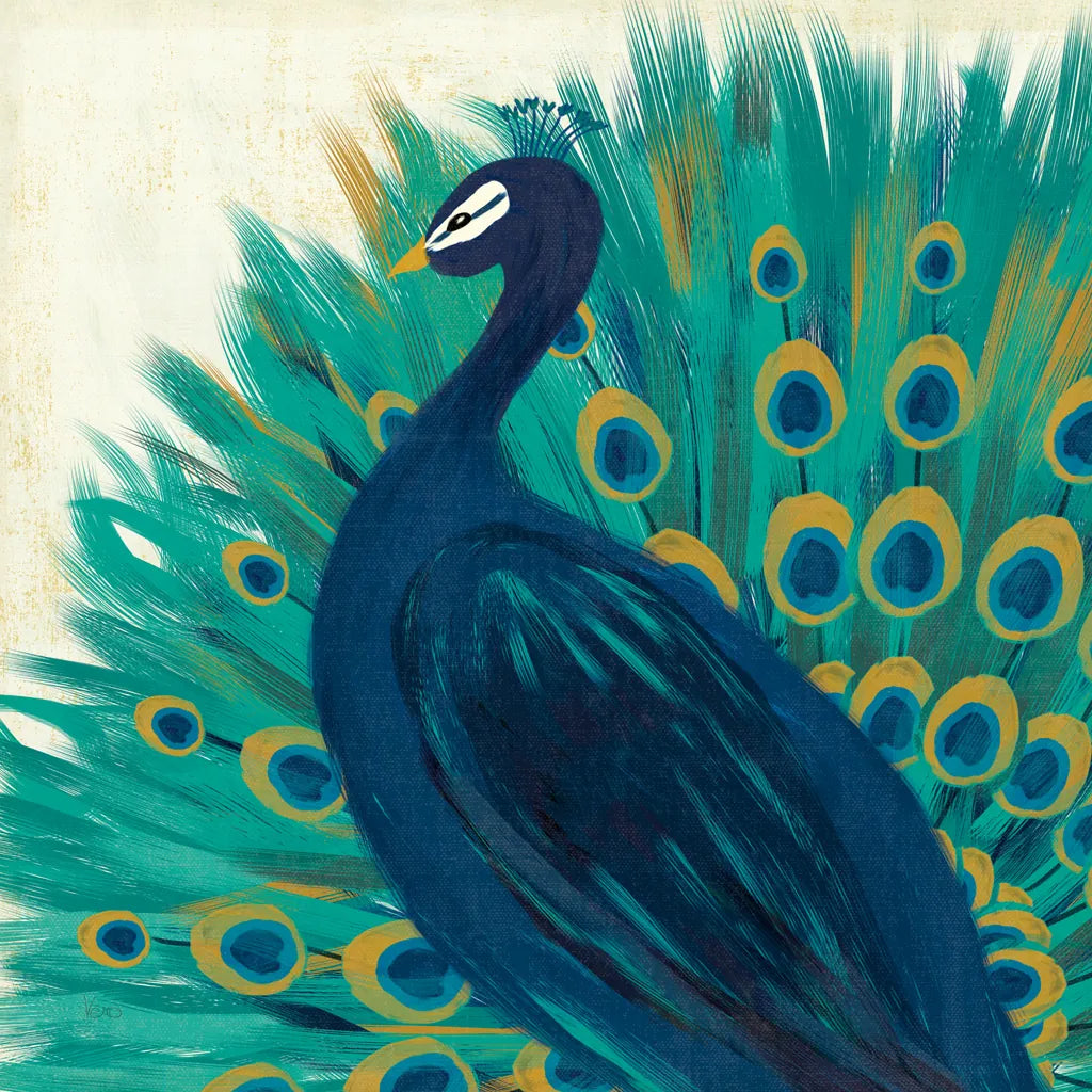 Proud as a Peacock II by Veronique Charron. SKU 14234a. Archival Giclee Fine art print for wall decor.