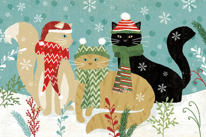 Purrfect Holiday I by Veronique Charron. SKU 67153i. Archival Giclee Fine art print for wall decor.
