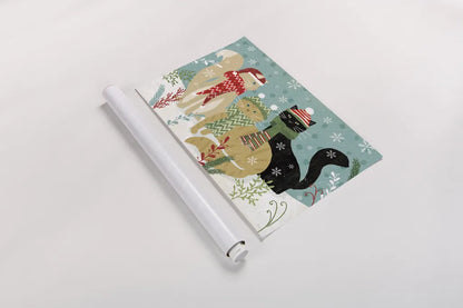 Purrfect Holiday I by Veronique Charron. shown as a rolled paper print. Available as archival giclee rolled canvas, fine art paper, or poster print. SKU 67153i.