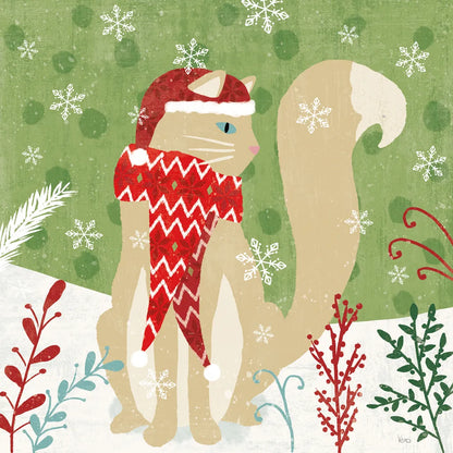 Purrfect Holiday IV by Veronique Charron. SKU 67156a. Archival Giclee Fine art print for wall decor.