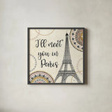 Romance in Paris II by Veronique Charron. Shown in a sleek black glass frame for a contemporary gallery look. Available as an archival giclee rolled canvas, fine art paper, or poster print. SKU 33557a.