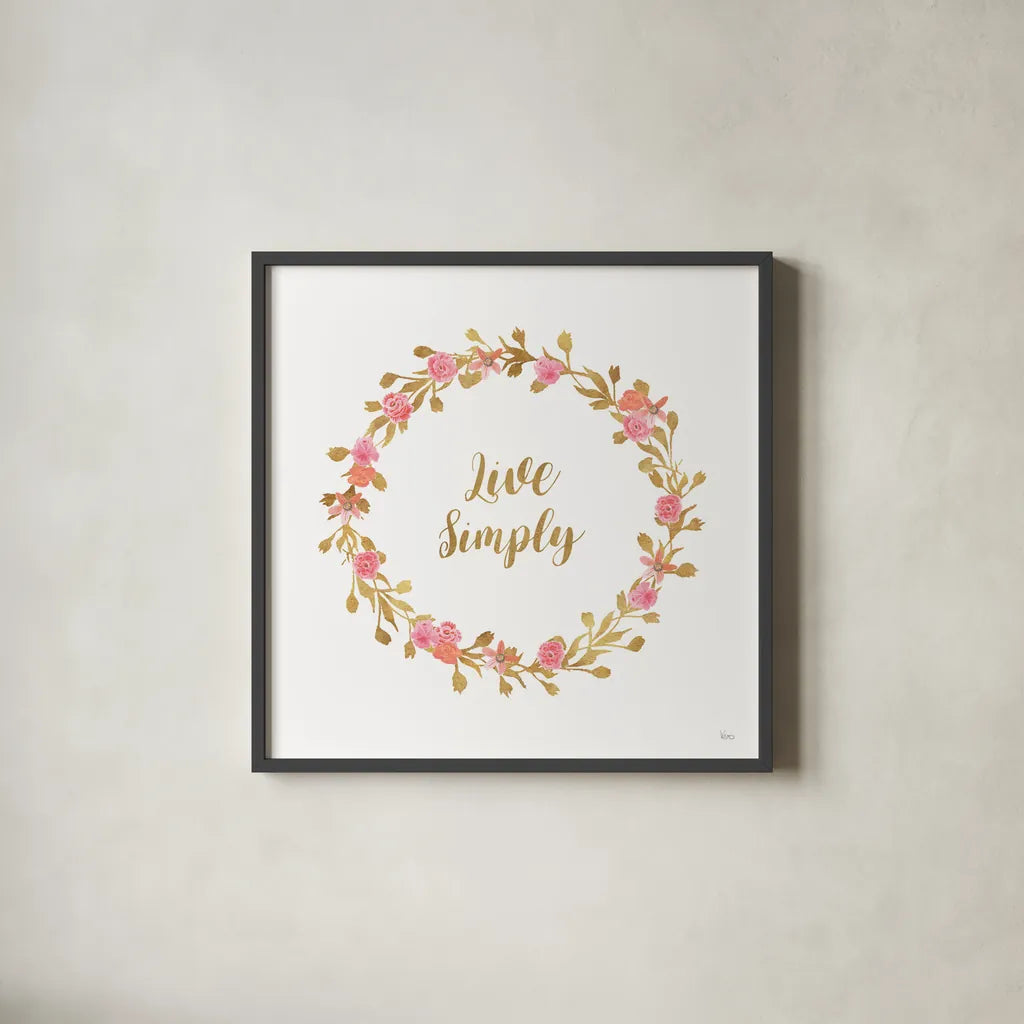 Say it Simply I White by Veronique Charron. Shown in a sleek black glass frame for a contemporary gallery look. Available as an archival giclee rolled canvas, fine art paper, or poster print. SKU 68500a.