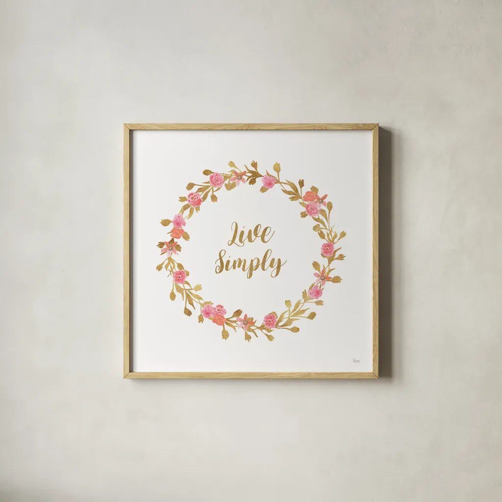 Say it Simply I White by Veronique Charron. Shown in a natural wood glass frame for a timeless modern aesthetic. Available as an archival giclee rolled canvas, fine art paper, or poster print. SKU 68500a.