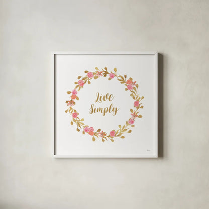 Say it Simply I White by Veronique Charron. Shown in a crisp white glass frame for a clean and minimalist style. Available as an archival giclee rolled canvas, fine art paper, or poster print. SKU 68500a.