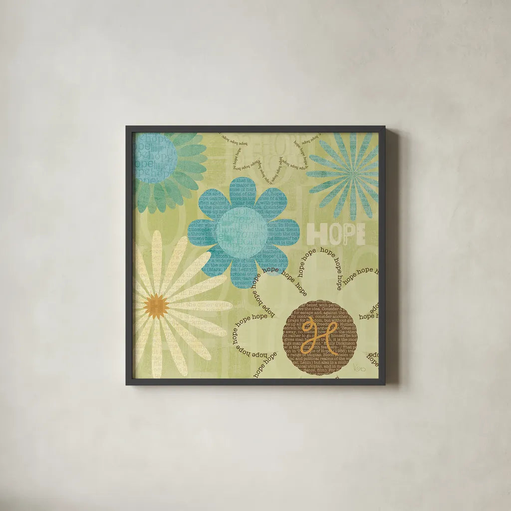 Say it with Flowers I by Veronique Charron. Shown in a sleek black glass frame for a contemporary gallery look. Available as an archival giclee rolled canvas, fine art paper, or poster print. SKU 6631a.