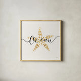 Sea Charms I by Veronique Charron. Shown in a natural wood glass frame for a timeless modern aesthetic. Available as an archival giclee rolled canvas, fine art paper, or poster print. SKU 31990a.
