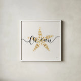 Sea Charms I by Veronique Charron. Shown in a crisp white glass frame for a clean and minimalist style. Available as an archival giclee rolled canvas, fine art paper, or poster print. SKU 31990a.