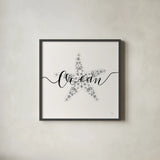 Sea Charms I Silver by Veronique Charron. Shown in a sleek black glass frame for a contemporary gallery look. Available as an archival giclee rolled canvas, fine art paper, or poster print. SKU 63493a.