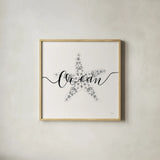 Sea Charms I Silver by Veronique Charron. Shown in a natural wood glass frame for a timeless modern aesthetic. Available as an archival giclee rolled canvas, fine art paper, or poster print. SKU 63493a.