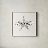 Sea Charms I Silver by Veronique Charron. Shown in a crisp white glass frame for a clean and minimalist style. Available as an archival giclee rolled canvas, fine art paper, or poster print. SKU 63493a.