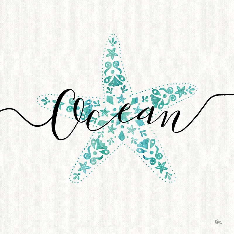 Sea Charms I Teal by Veronique Charron. SKU 32000a. Archival Giclee Fine art print for wall decor.