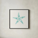 Sea Charms I Teal no Words by Veronique Charron. Shown in a sleek black glass frame for a contemporary gallery look. Available as an archival giclee rolled canvas, fine art paper, or poster print. SKU 33000a.