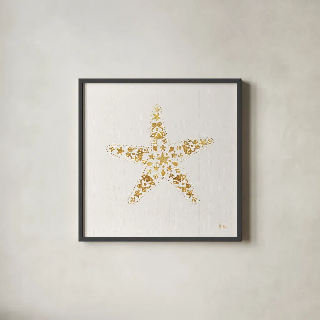 Sea Charms I no Words by Veronique Charron. Shown in a sleek black glass frame for a contemporary gallery look. Available as an archival giclee rolled canvas, fine art paper, or poster print. SKU 32996a.