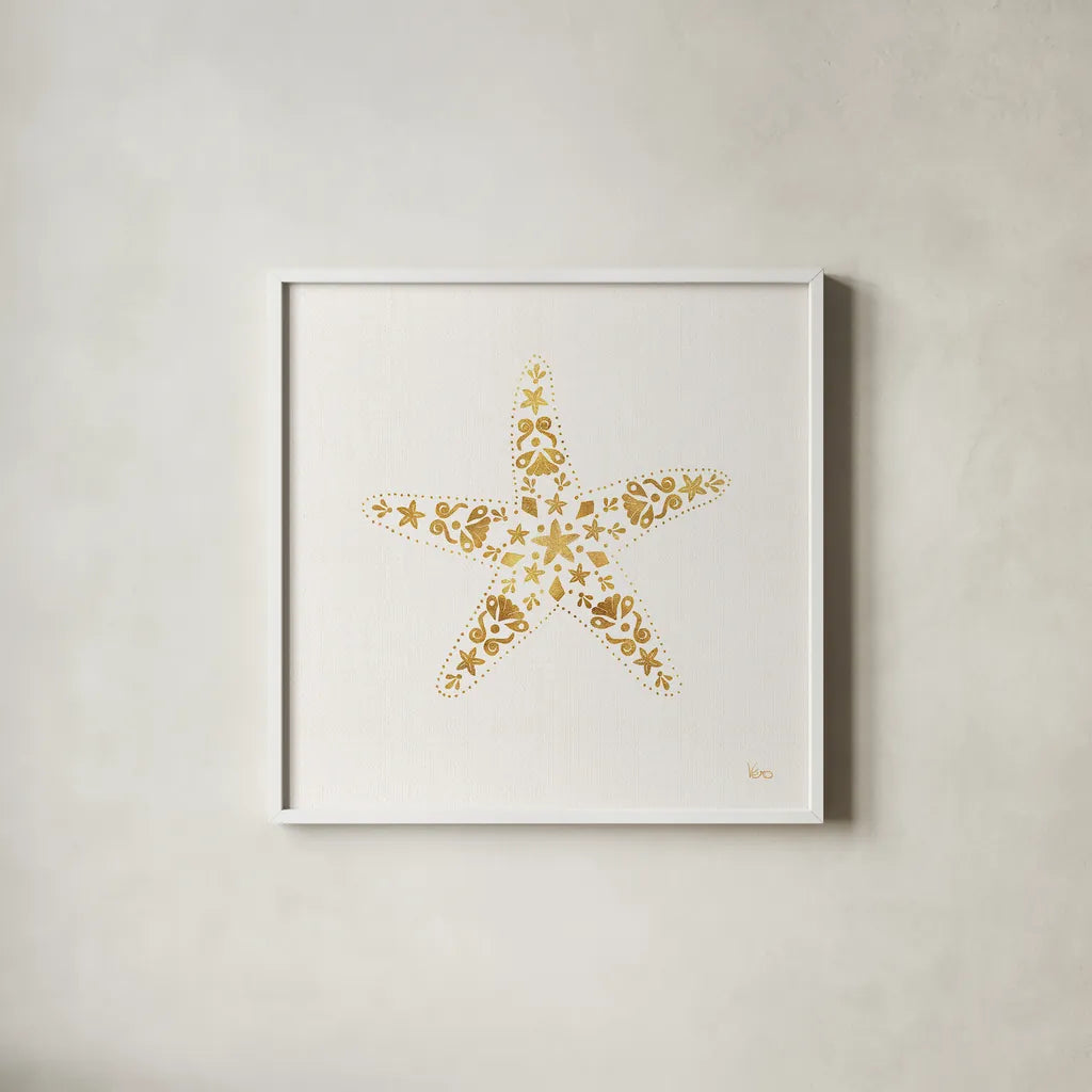 Sea Charms I no Words by Veronique Charron. Shown in a crisp white glass frame for a clean and minimalist style. Available as an archival giclee rolled canvas, fine art paper, or poster print. SKU 32996a.