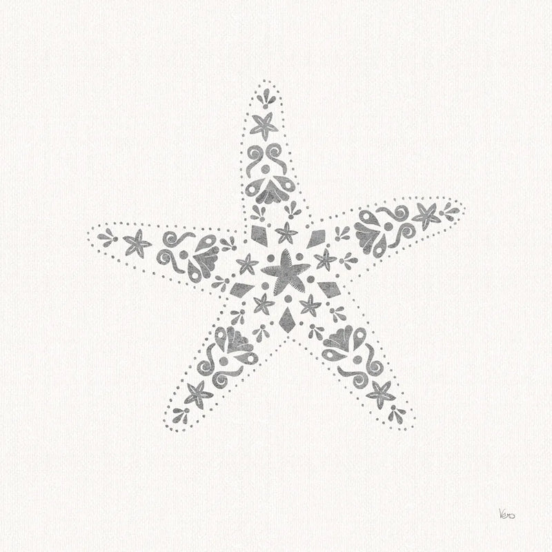 Sea Charms I no Words Silver by Veronique Charron. SKU 63489a. Archival Giclee Fine art print for wall decor.