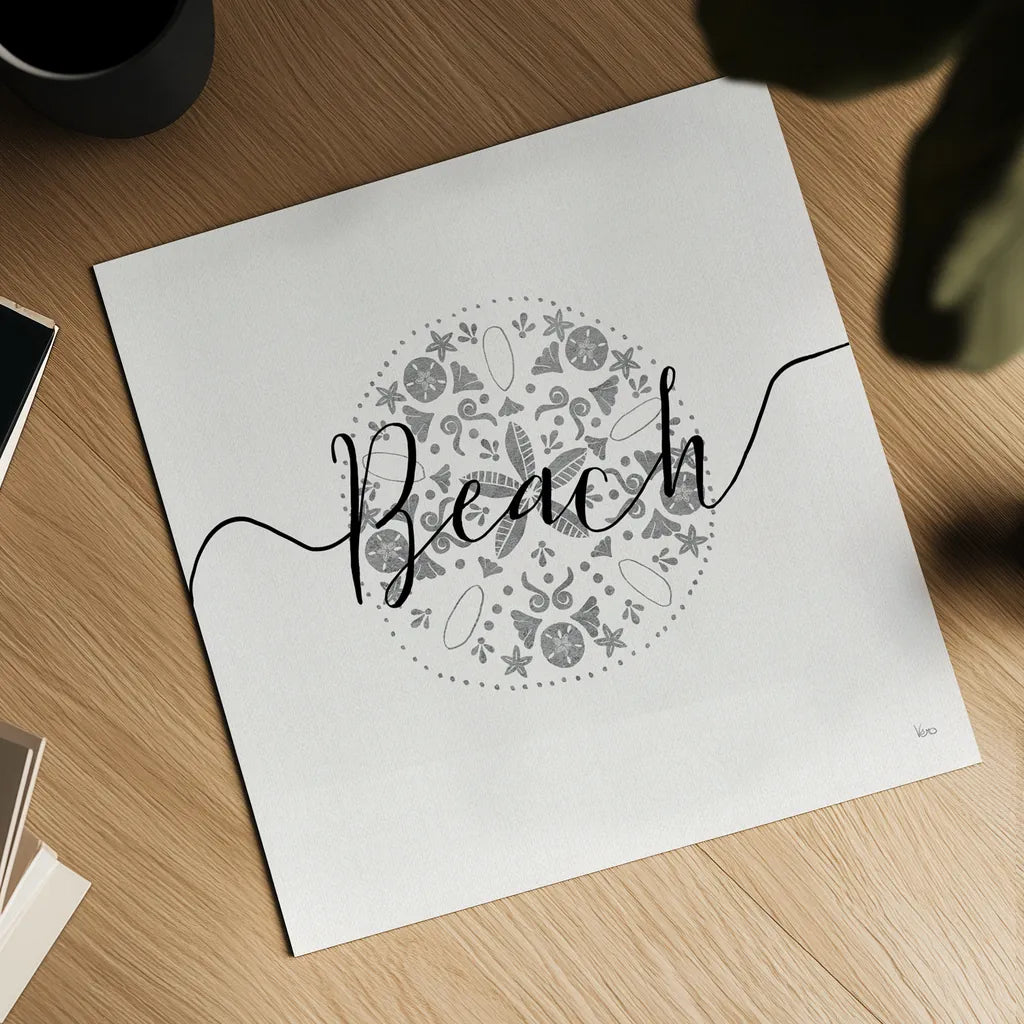 Sea Charms II Silver by Veronique Charron. Shown as a detailed flat fine art print, highlighting archival giclee quality. Available as an archival giclee rolled canvas, fine art paper, or poster print. SKU 63494a.