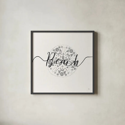 Sea Charms II Silver by Veronique Charron. Shown in a sleek black glass frame for a contemporary gallery look. Available as an archival giclee rolled canvas, fine art paper, or poster print. SKU 63494a.