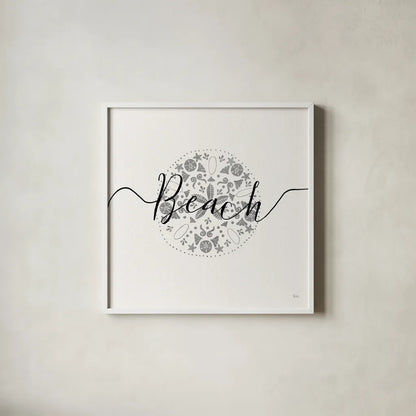 Sea Charms II Silver by Veronique Charron. Shown in a crisp white glass frame for a clean and minimalist style. Available as an archival giclee rolled canvas, fine art paper, or poster print. SKU 63494a.