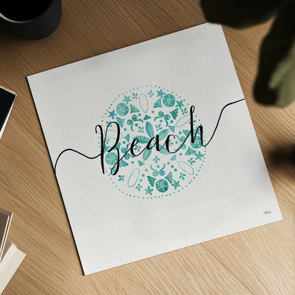 Sea Charms II Teal by Veronique Charron. Shown as a detailed flat fine art print, highlighting archival giclee quality. Available as an archival giclee rolled canvas, fine art paper, or poster print. SKU 32001a.