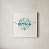 Sea Charms II Teal by Veronique Charron. Shown in a crisp white glass frame for a clean and minimalist style. Available as an archival giclee rolled canvas, fine art paper, or poster print. SKU 32001a.