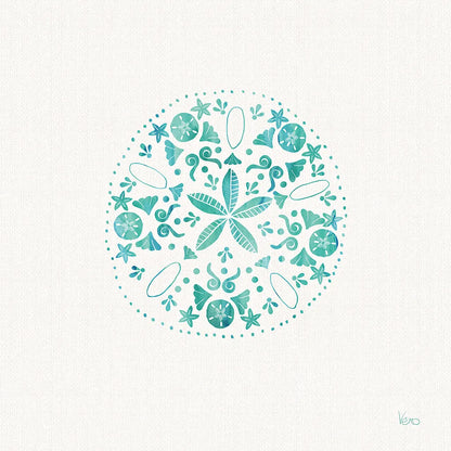 Sea Charms II Teal no Words by Veronique Charron. SKU 33001a. Archival Giclee Fine art print for wall decor.