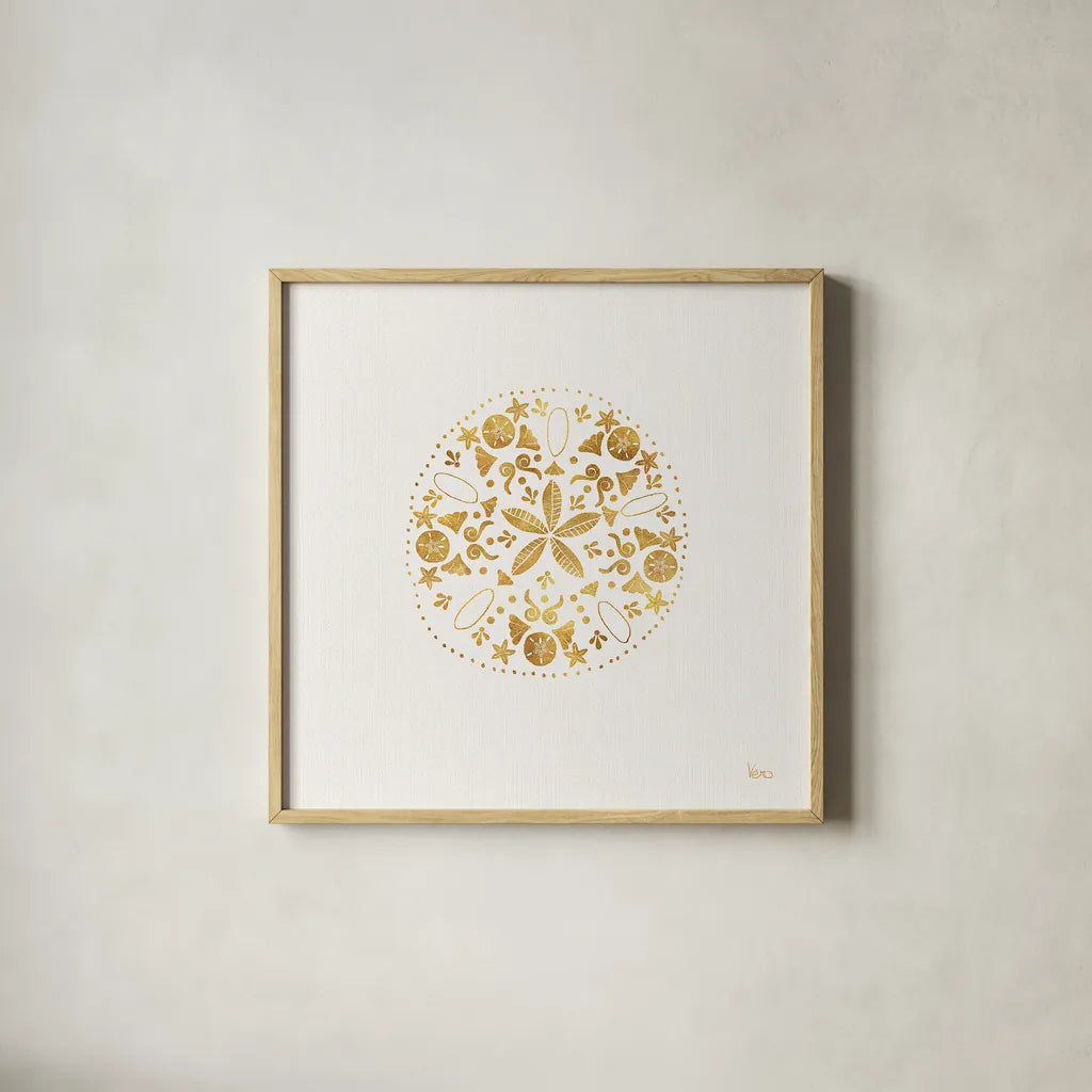 Sea Charms II no Words by Veronique Charron. Shown in a natural wood glass frame for a timeless modern aesthetic. Available as an archival giclee rolled canvas, fine art paper, or poster print. SKU 32997a.